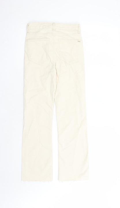 Zara Womens Beige Cotton Straight Jeans Size 24 in L25 in Regular Zip