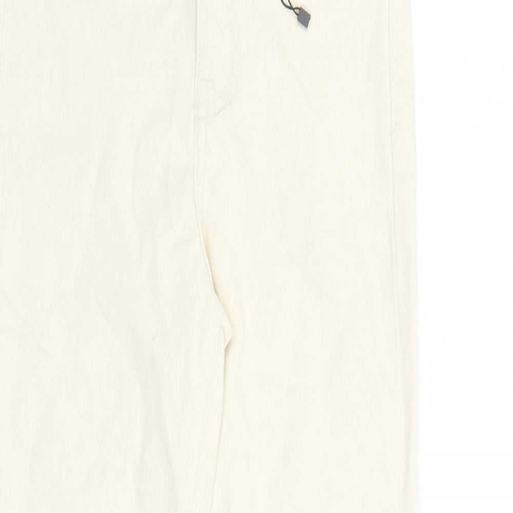 Zara Womens Beige Cotton Straight Jeans Size 24 in L25 in Regular Zip