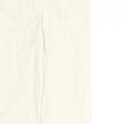 Zara Womens Beige Cotton Straight Jeans Size 24 in L25 in Regular Zip