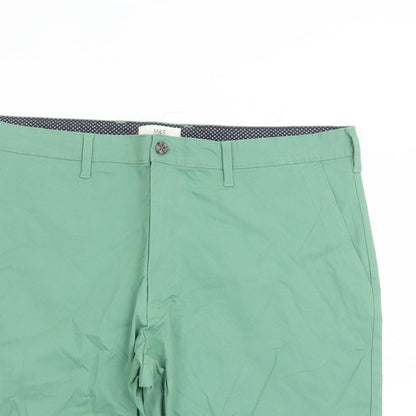Marks and Spencer Mens Green Cotton Bermuda Shorts Size 40 in L9 in Regular Zip