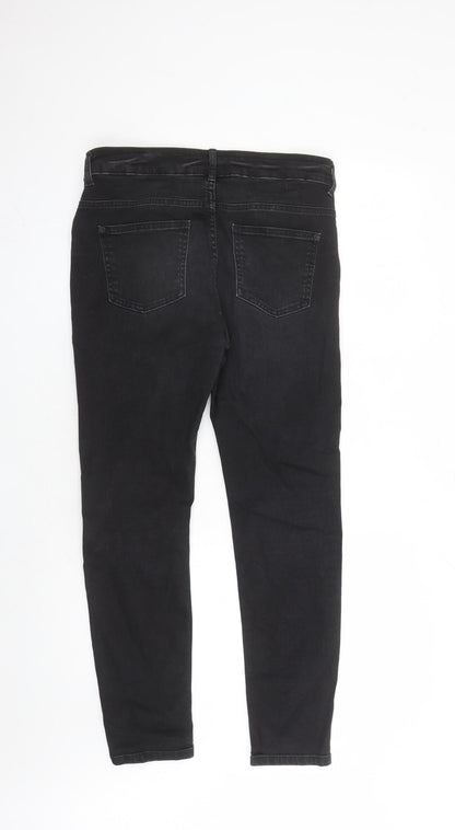 Marks and Spencer Womens Black Cotton Skinny Jeans Size 12 L27 in Regular Zip