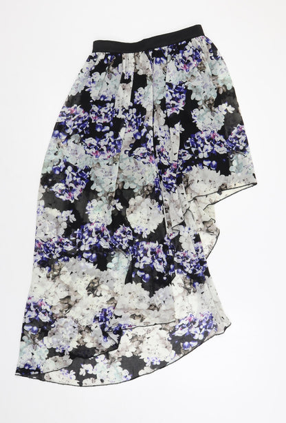 Lipsy Womens Multicoloured Floral Polyester A-Line Skirt Size 8 Zip - Asymmetric