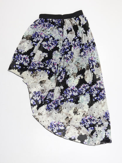 Lipsy Womens Multicoloured Floral Polyester A-Line Skirt Size 8 Zip - Asymmetric
