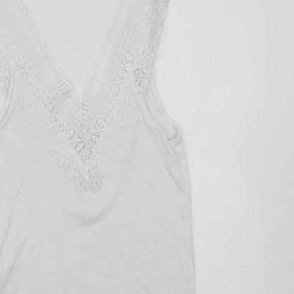Womens UK Size M Stradivarius White Basic Tank