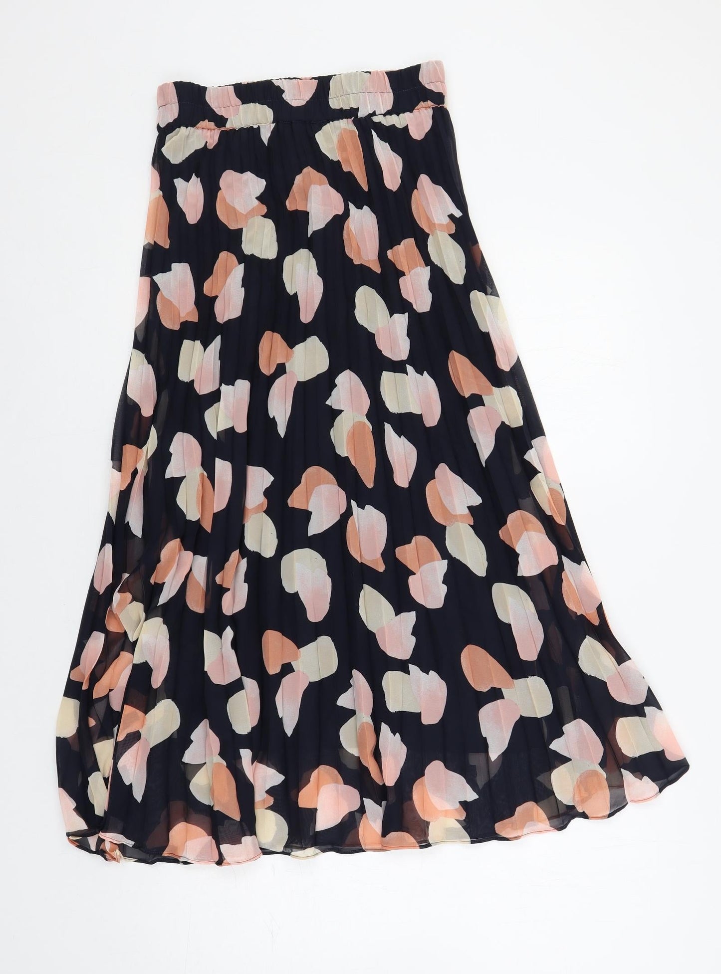 Monki Womens Blue Geometric Polyester Pleated Skirt Size XS - Elastic Waist