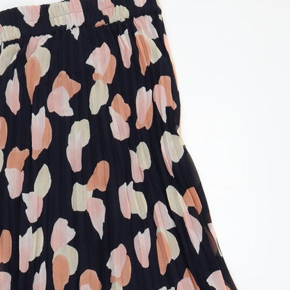 Monki Womens Blue Geometric Polyester Pleated Skirt Size XS - Elastic Waist