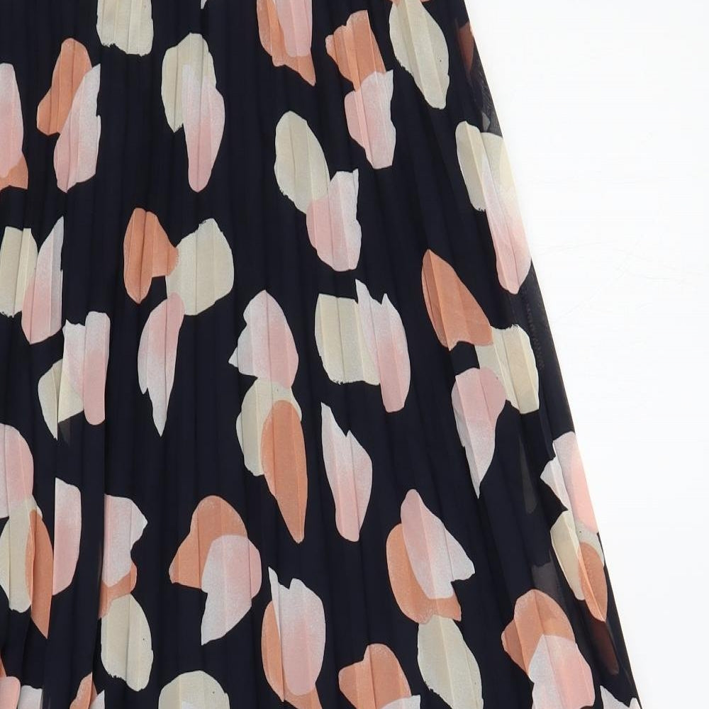 Monki Womens Blue Geometric Polyester Pleated Skirt Size XS - Elastic Waist