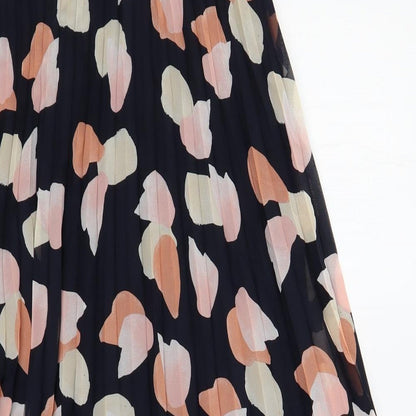 Monki Womens Blue Geometric Polyester Pleated Skirt Size XS - Elastic Waist