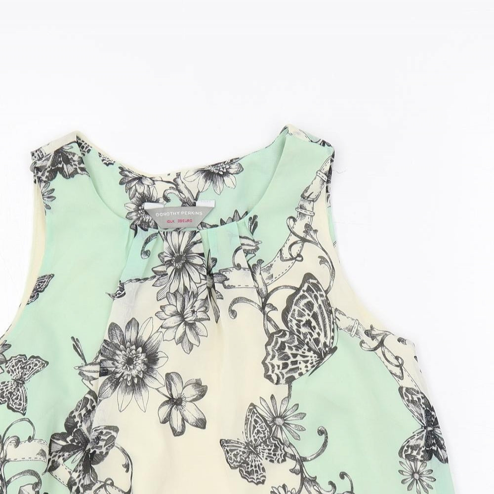 Womens UK Size 10 Dorothy Perkins Green Basic Blouse