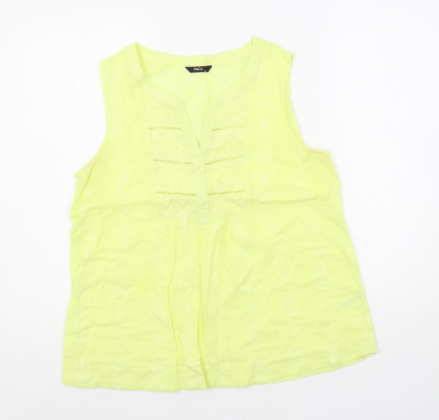 Womens UK Size 12 M&Co Yellow Basic Blouse