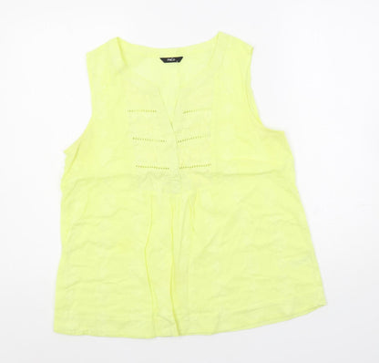 Womens UK Size 12 M&Co Yellow Basic Blouse