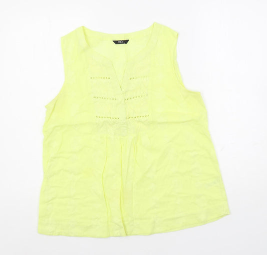 Womens UK Size 12 M&Co Yellow Basic Blouse