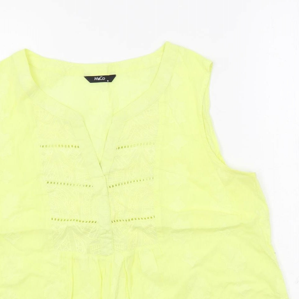 Womens UK Size 12 M&Co Yellow Basic Blouse