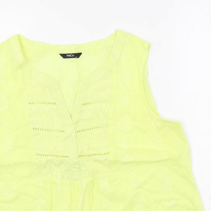 Womens UK Size 12 M&Co Yellow Basic Blouse