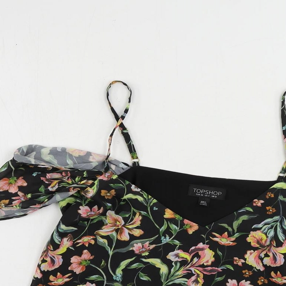 Womens UK Size 8 Topshop Black Basic Blouse