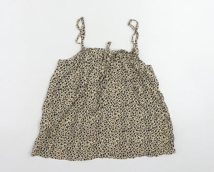 John Lewis Womens Beige Animal Print Viscose Camisole Tank Size 10 Square Neck