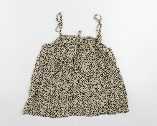 John Lewis Womens Beige Animal Print Viscose Camisole Tank Size 10 Square Neck