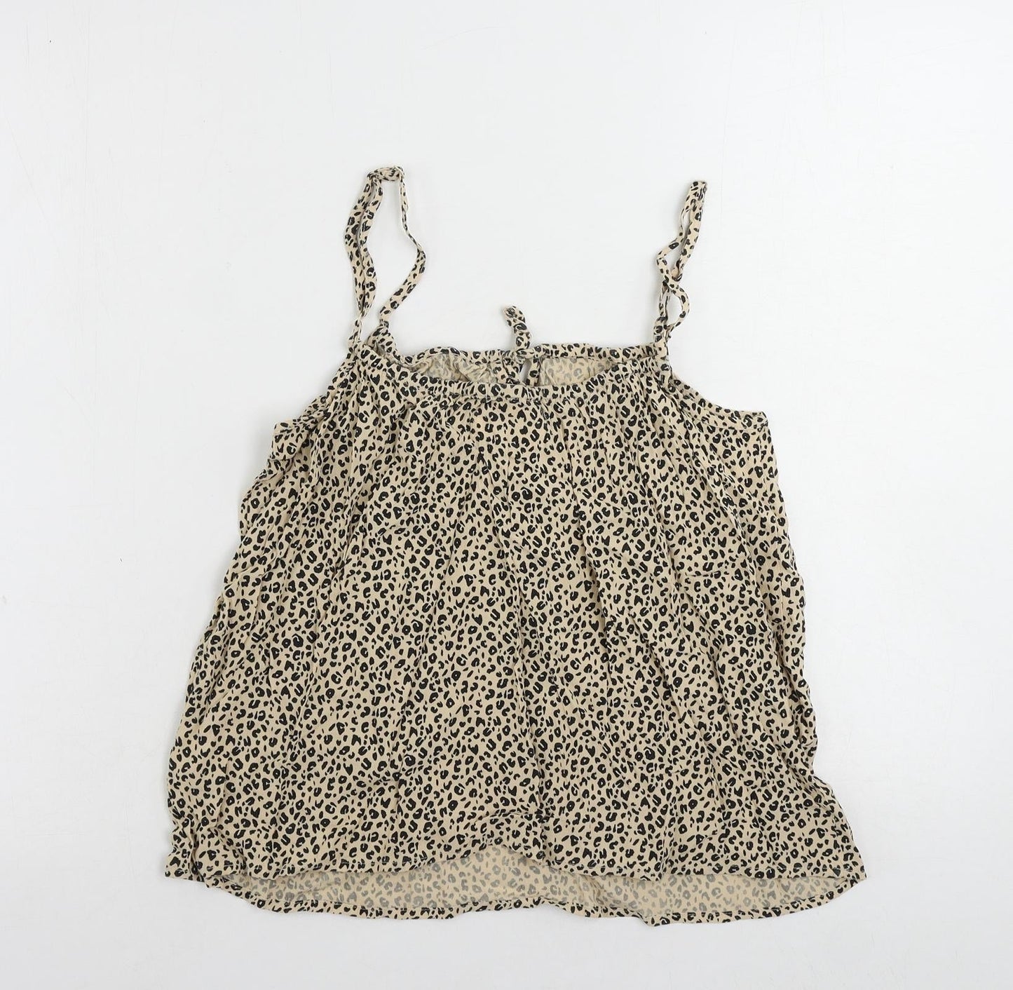 John Lewis Womens Beige Animal Print Viscose Camisole Tank Size 10 Square Neck