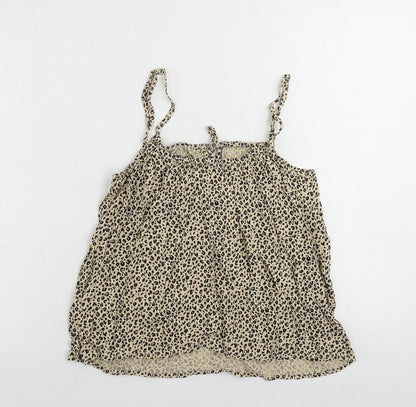 John Lewis Womens Beige Animal Print Viscose Camisole Tank Size 10 Square Neck