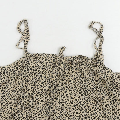 John Lewis Womens Beige Animal Print Viscose Camisole Tank Size 10 Square Neck