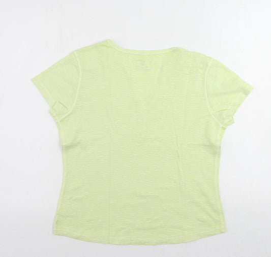 Eddie Bauer Womens Green Cotton Basic T-Shirt Size M V-Neck