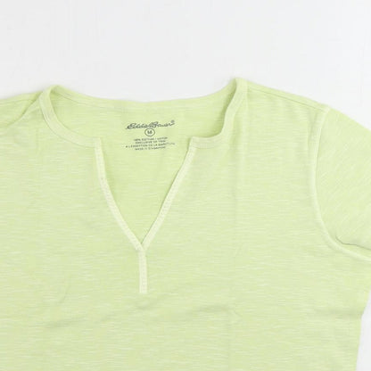 Eddie Bauer Womens Green Cotton Basic T-Shirt Size M V-Neck
