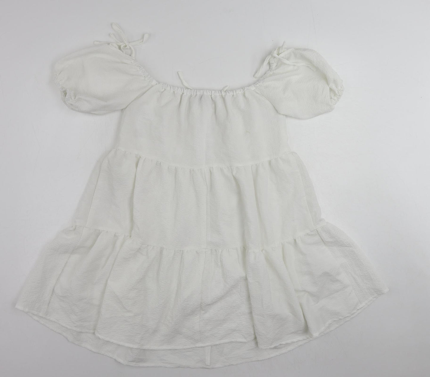 In the Style Womens White Polyester Mini Size 10 Off the Shoulder Pullover