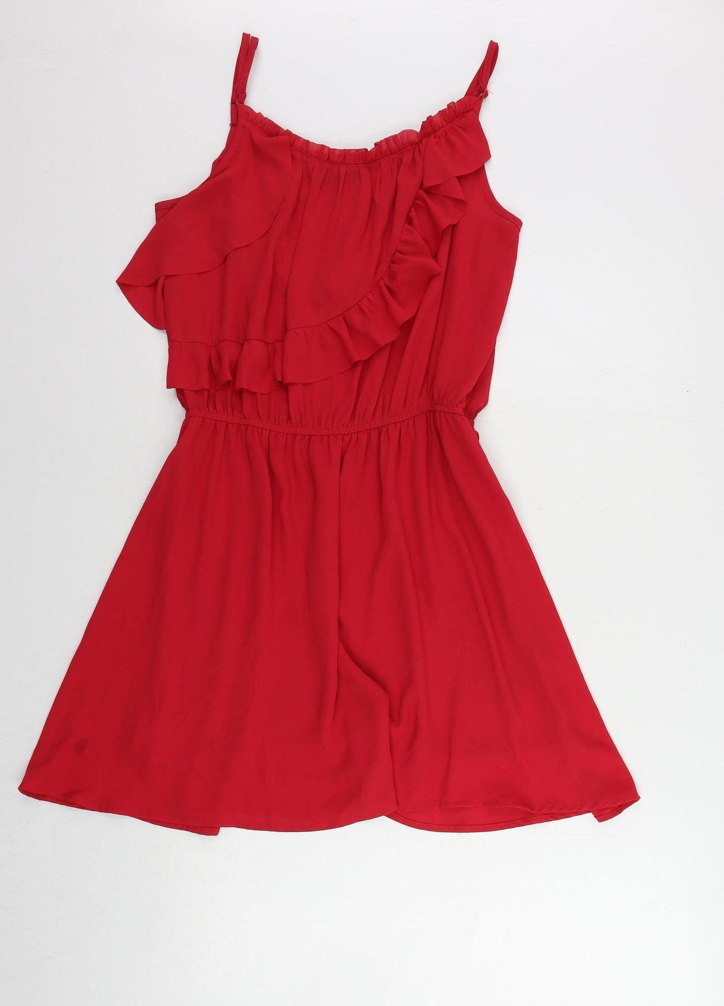 Oasis Womens Red Polyester Slip Dress Size 10 V-Neck Pullover - Elastic Waist