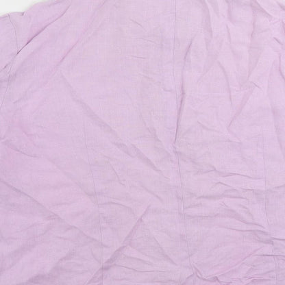 House of Fraser Womens Purple Linen Basic Button-Up Size 12 Collared