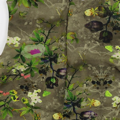 Miss Selfridge Womens Green Floral Polyester Cropped Blouse Size 6 Round Neck