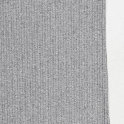 Marks and Spencer Womens Grey Polyester Tank Dress Size 8 V-Neck Pullover - Ribbed