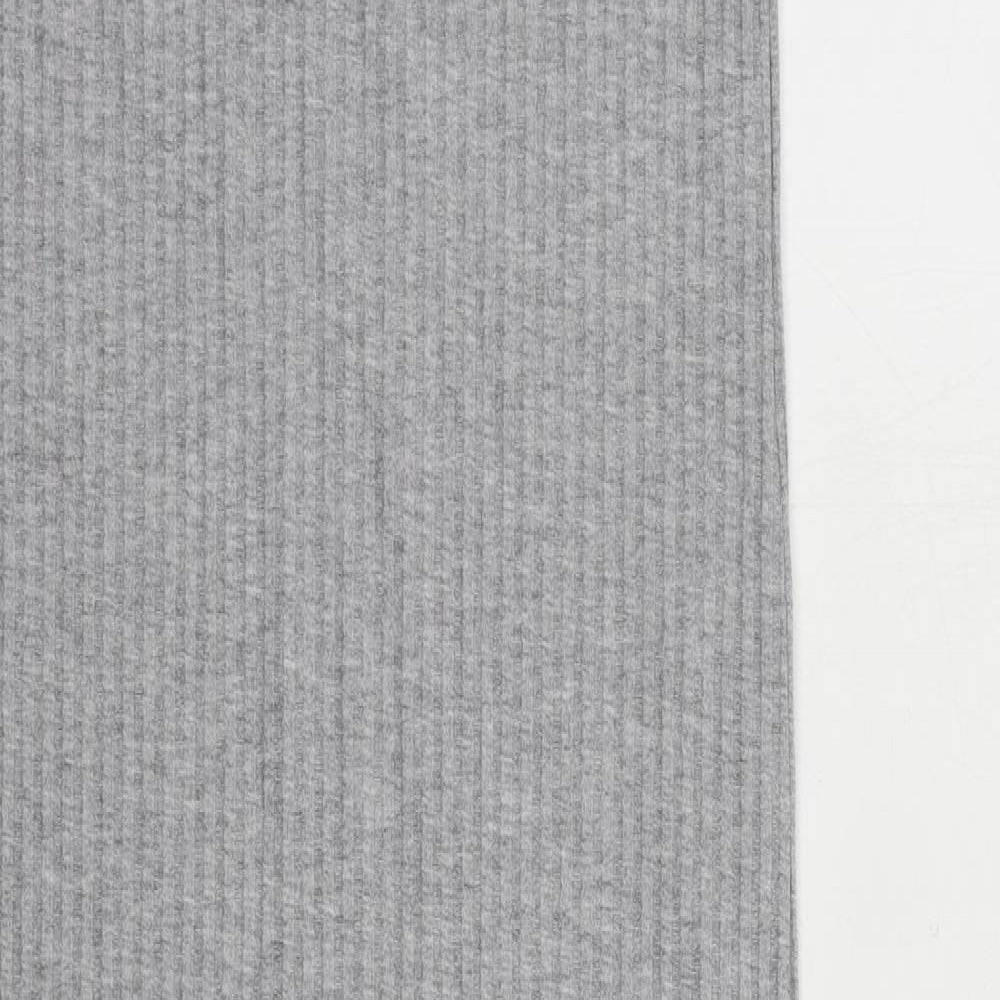 Marks and Spencer Womens Grey Polyester Tank Dress Size 8 V-Neck Pullover - Ribbed