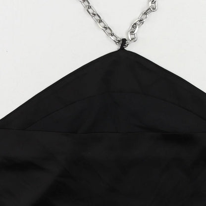 Nasty Gal Womens Black Polyester Cropped Blouse Size 10 Halter - Chain Detail