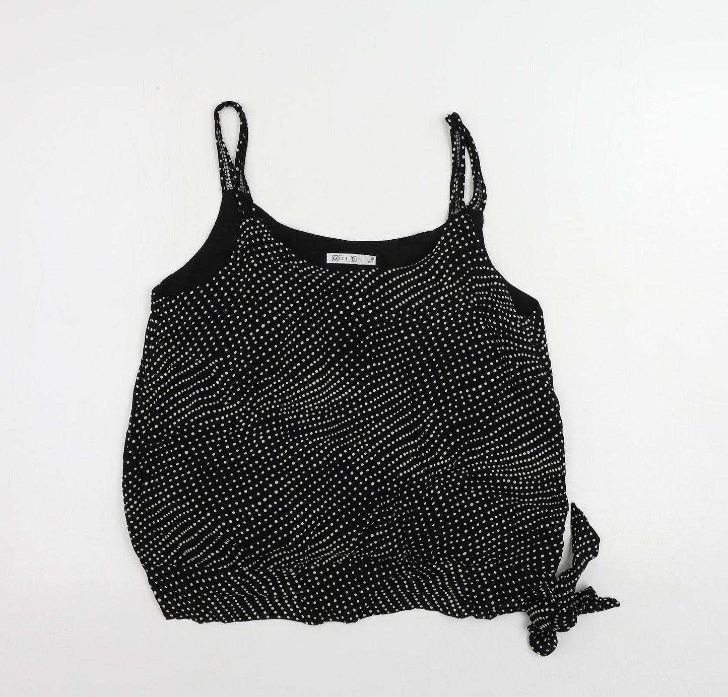 Womens UK Size 14 GOLD Black Camisole Tank
