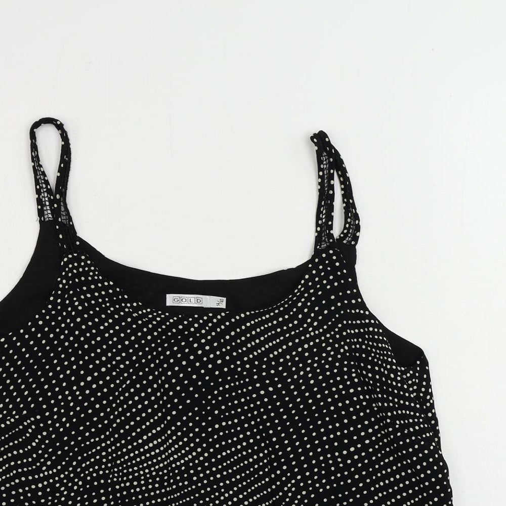 Womens UK Size 14 GOLD Black Camisole Tank