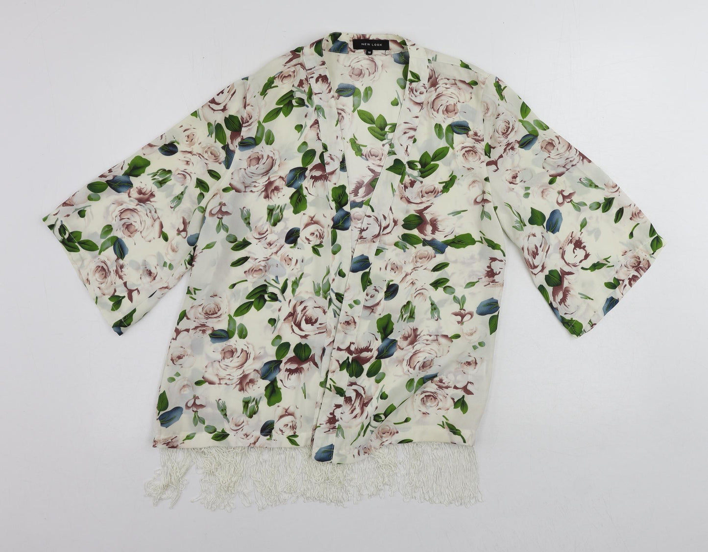 Womens UK Size 10 New Look White Kimono Blouse