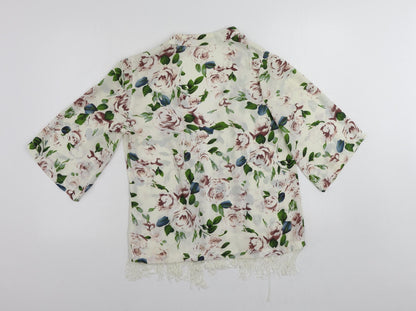 Womens UK Size 10 New Look White Kimono Blouse