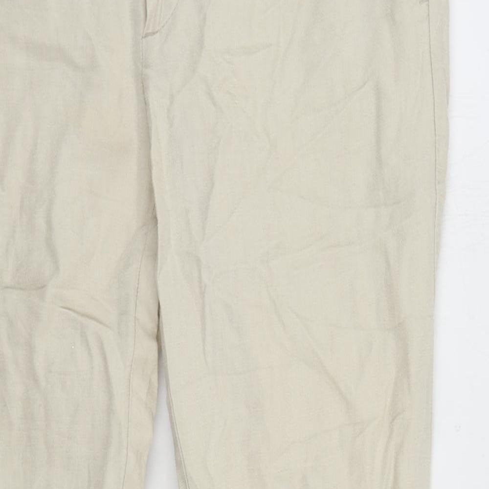 Mango Womens Beige Cotton Chino Trousers Size 12 L30 in Regular Zip