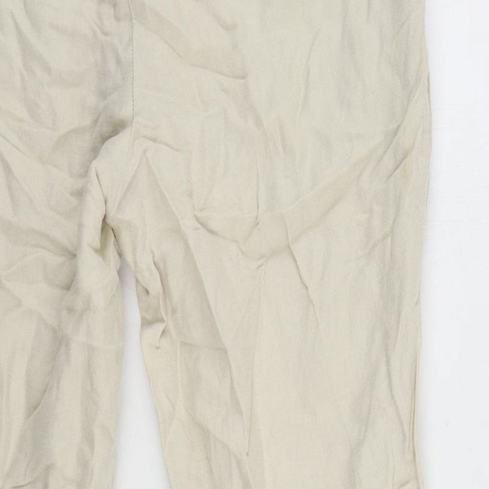 Mango Womens Beige Cotton Chino Trousers Size 12 L30 in Regular Zip