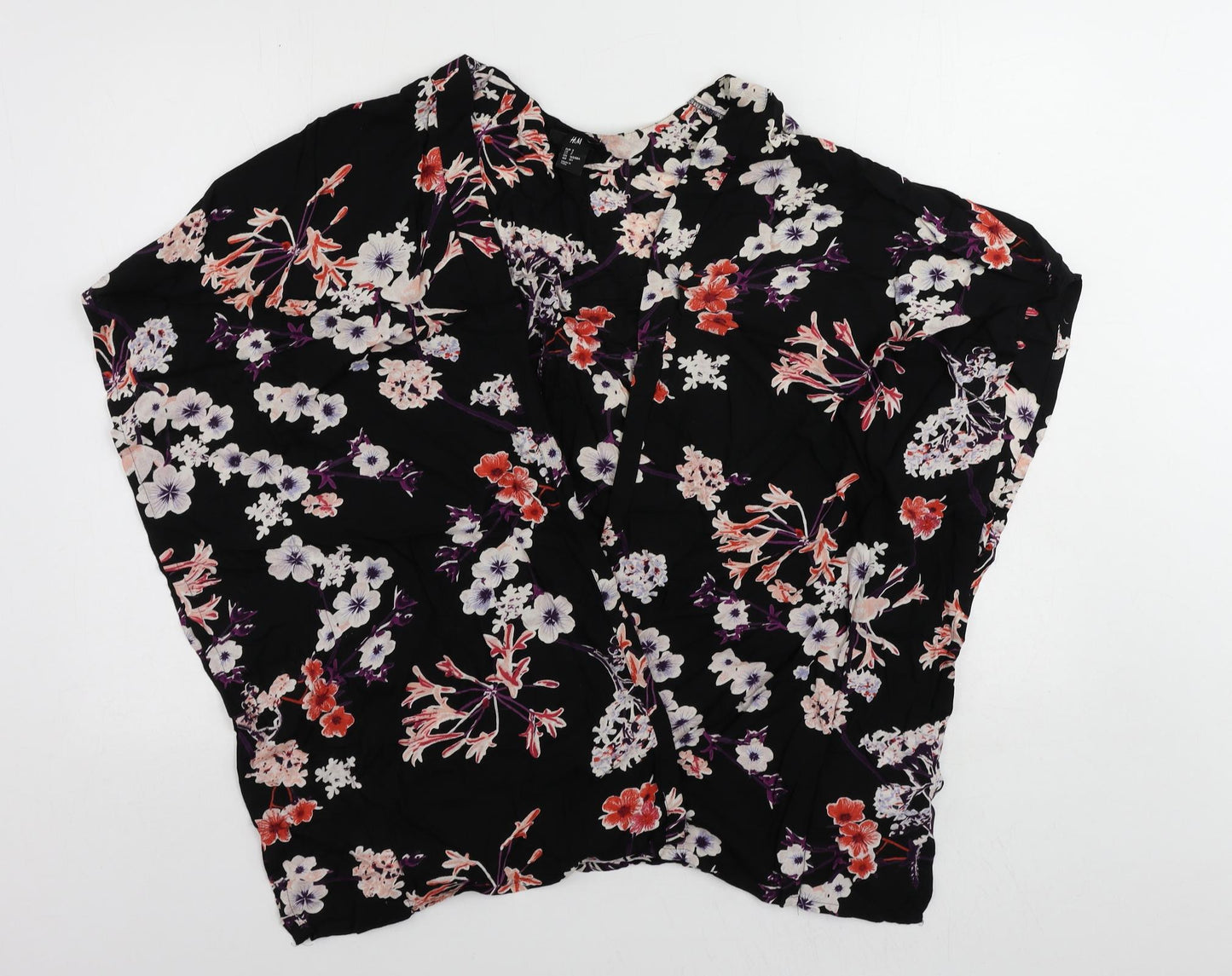 Womens UK Size S h7M Black Kimono Blouse