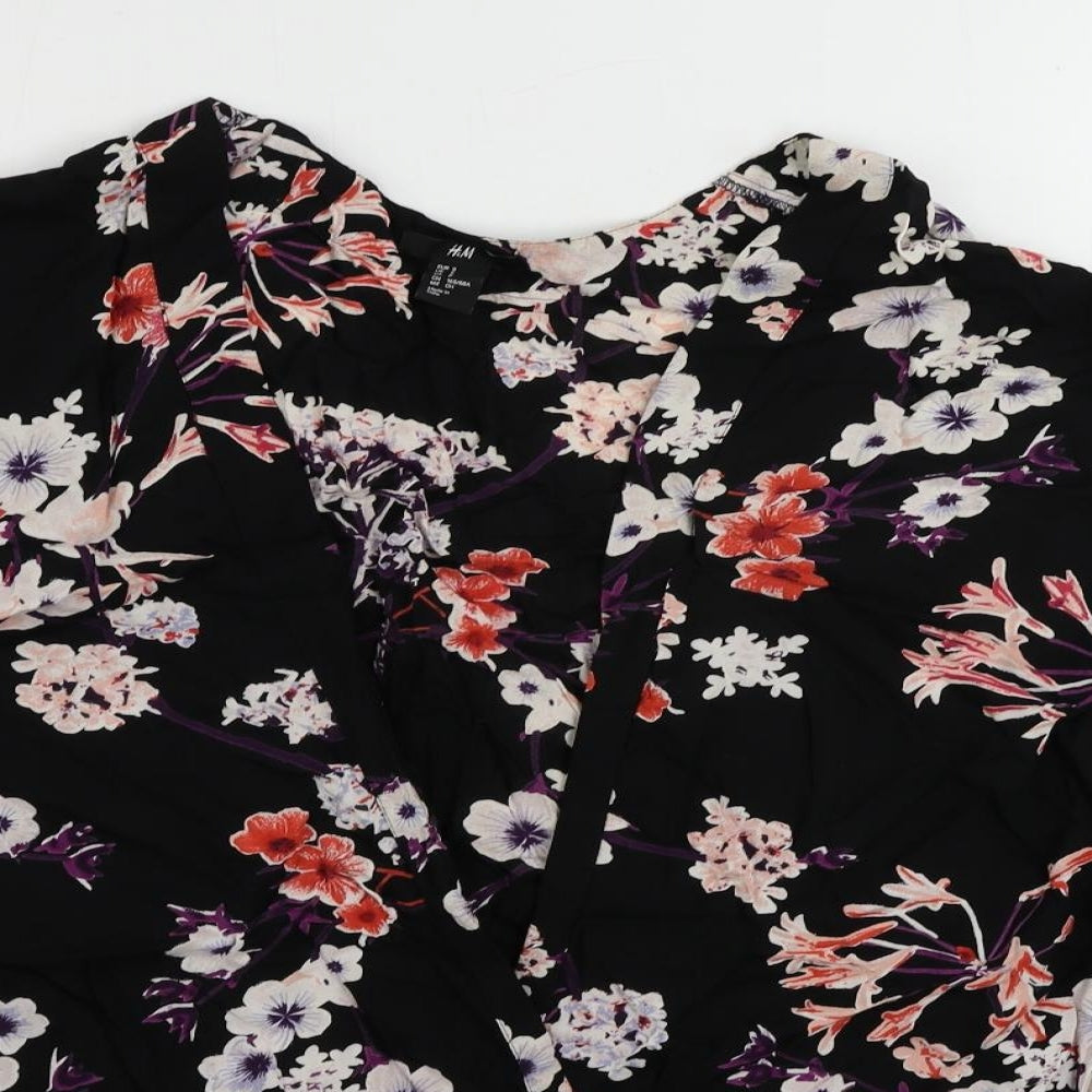 Womens UK Size S h7M Black Kimono Blouse