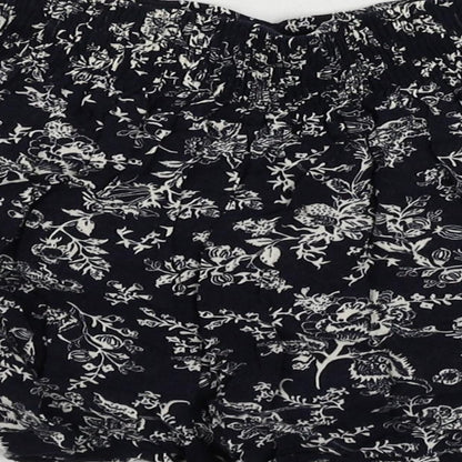 Boohoo Womens Blue Floral Viscose Basic Shorts Size 8 L3 in Regular - Elastic Waist