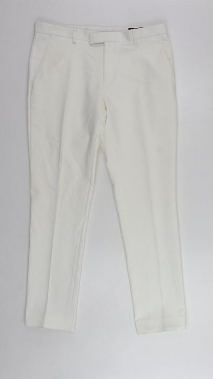 Label Lab Womens White Cotton Chino Trousers Size 34 in L29 in Regular Zip