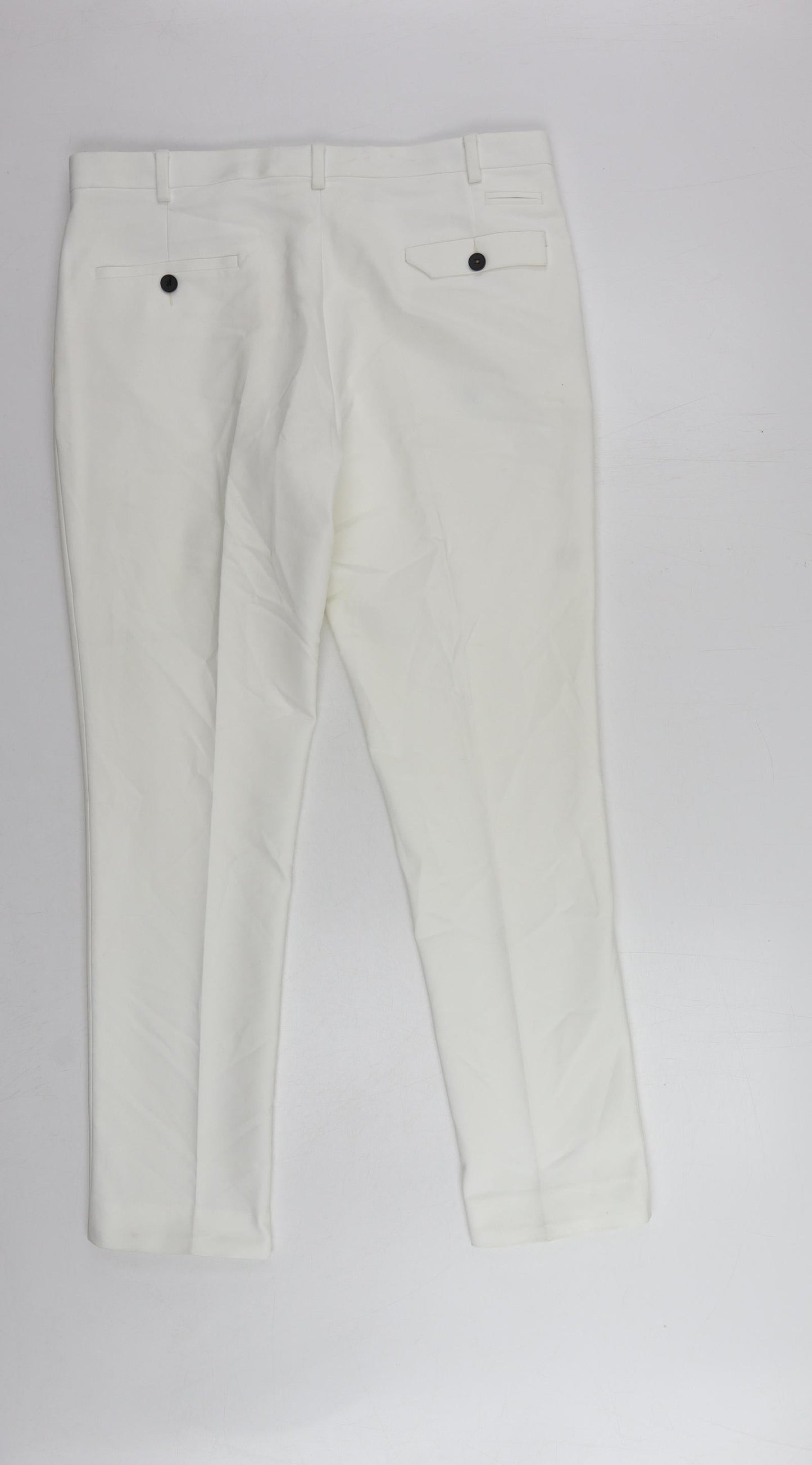 Label Lab Womens White Cotton Chino Trousers Size 34 in L29 in Regular Zip