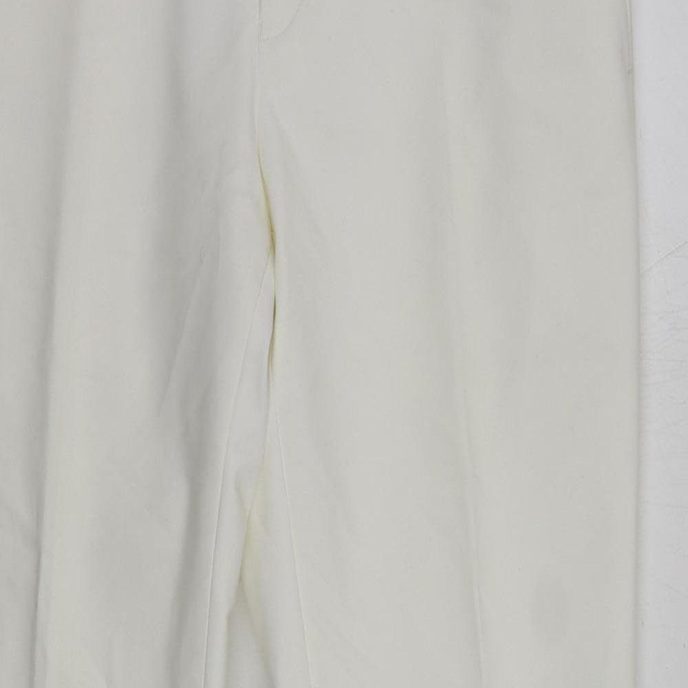 Label Lab Womens White Cotton Chino Trousers Size 34 in L29 in Regular Zip