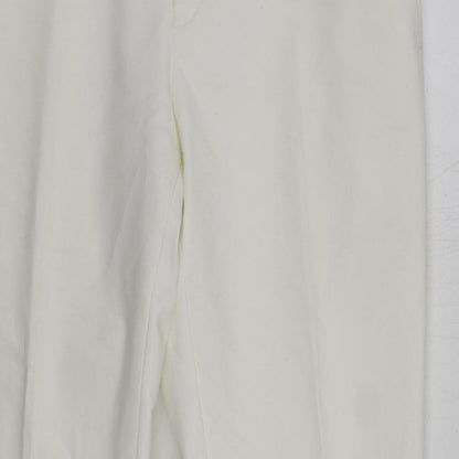 Label Lab Womens White Cotton Chino Trousers Size 34 in L29 in Regular Zip