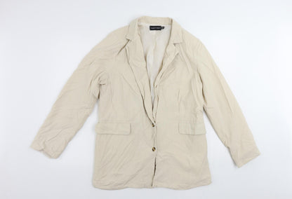 I SAW IT FIRST Womens Beige Jacket Blazer Size 12 Button