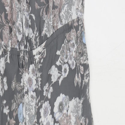 NEXT Womens Grey Floral Polyester Jumpsuit One-Piece Size 6 L29 in Zip - Pockets