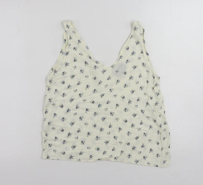 Pieces Womens Ivory Floral Viscose Basic Tank Size M V-Neck