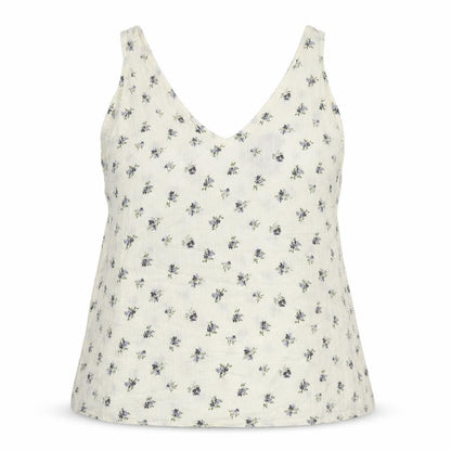 Pieces Womens Ivory Floral Viscose Basic Tank Size M V-Neck